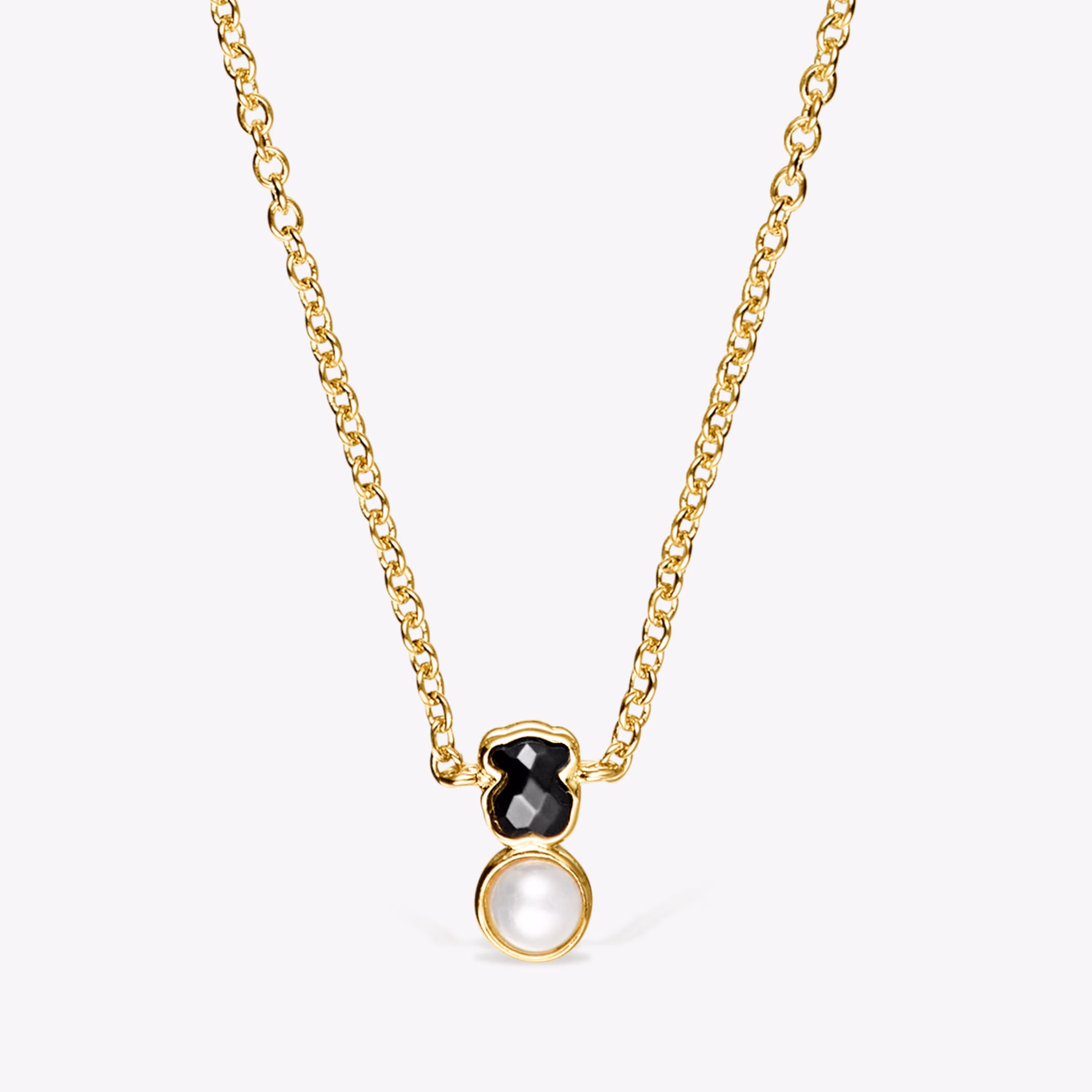 Collar con baño de oro 18 kt sobre plata y ónix y perla Glory