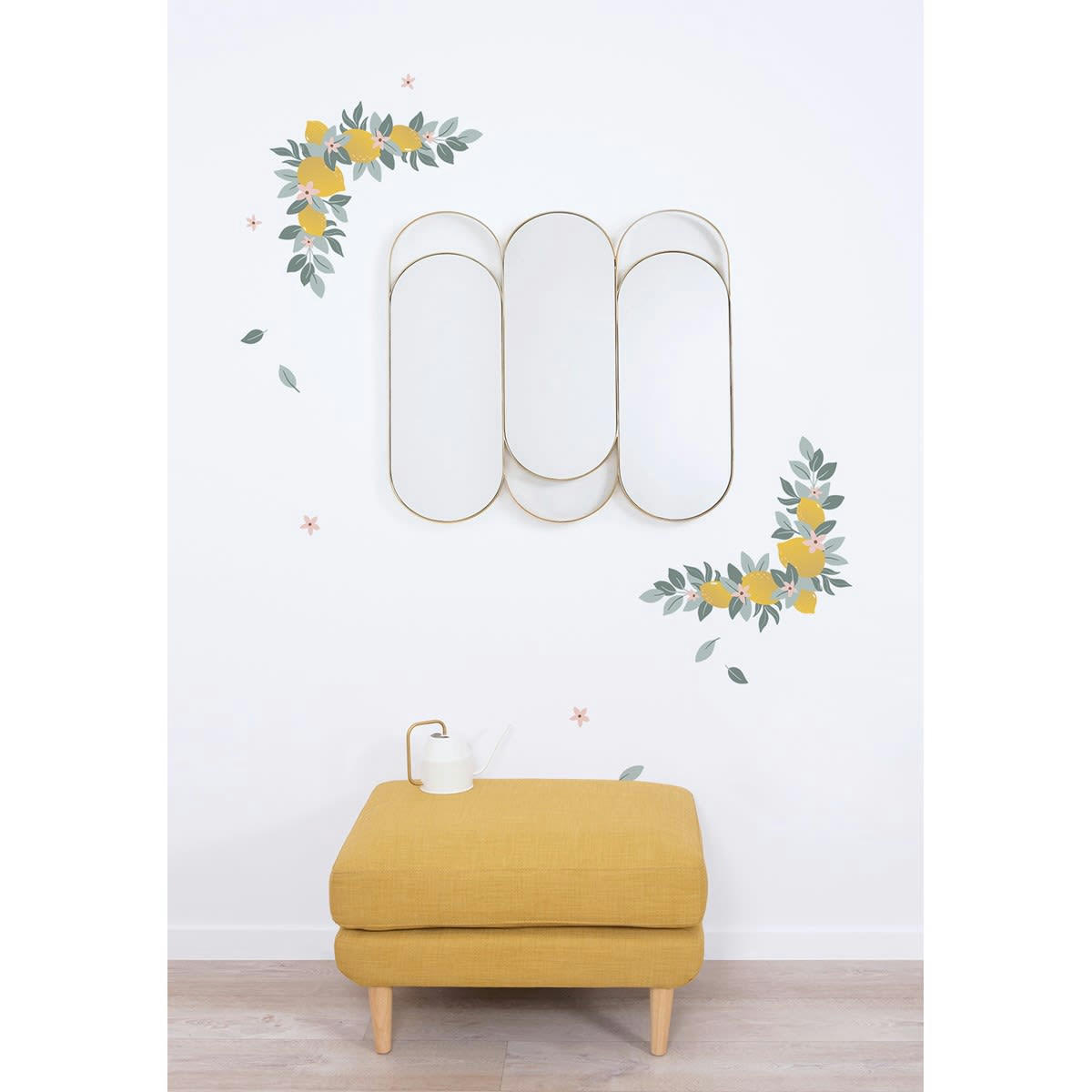 LOUISE - Stickers muraux citrons et feuillages en vinyle mat multicolore