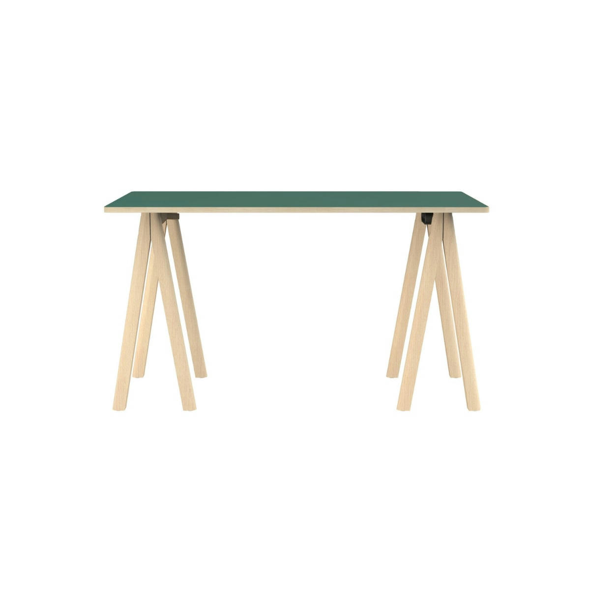 - Bureau démontable pieds en bois et plateau vert 130x70cm