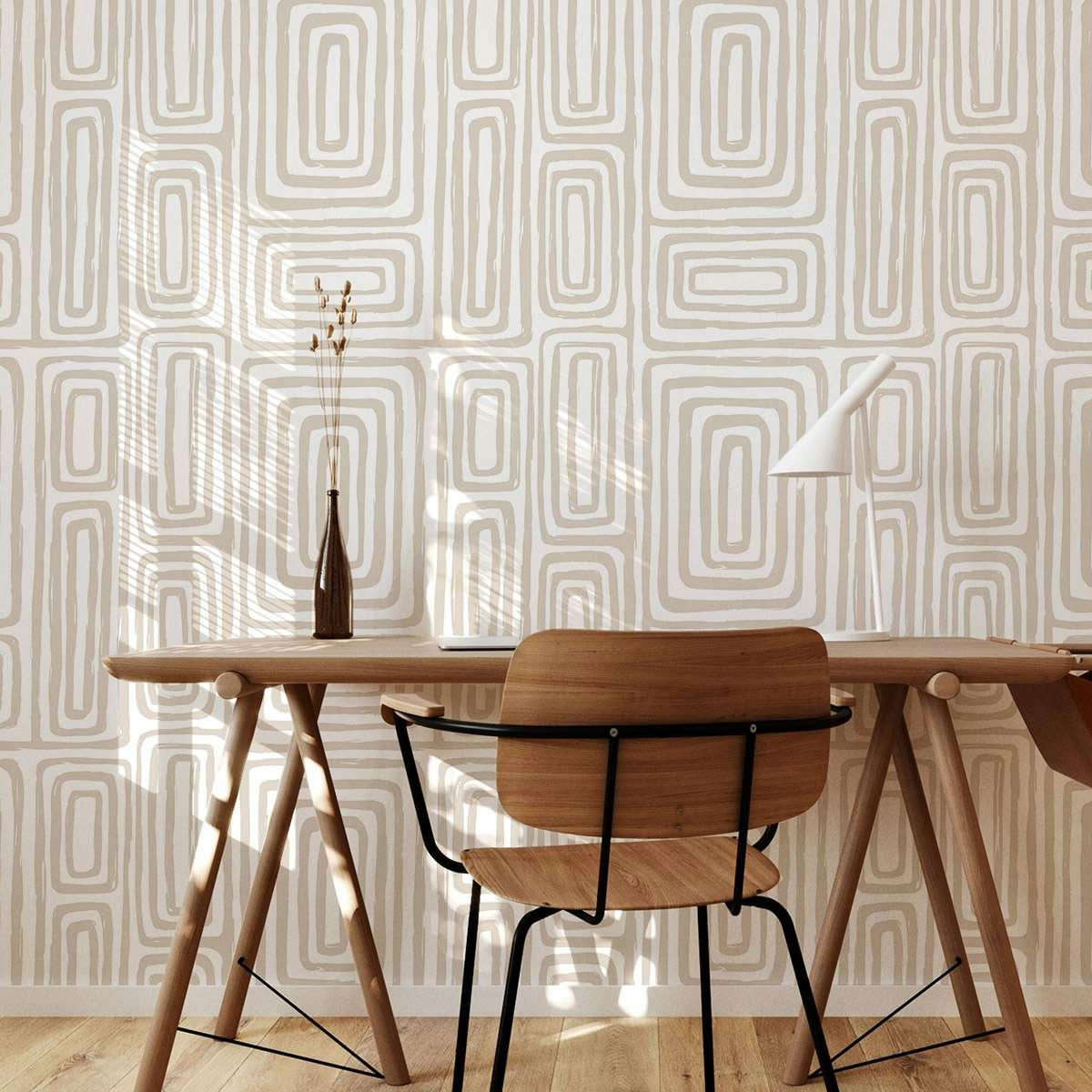 INKLINE - Papier peint vinyle adhésif ligne d'encre écru 50x300 cm