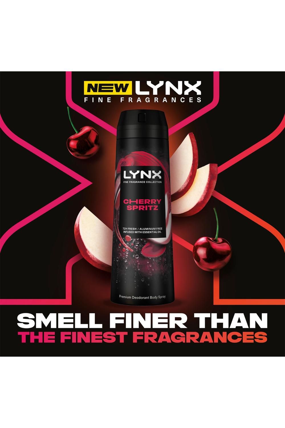 Lynx Fine Fragrance Collection Cherry Spritz Body Spray Deodorant 200ml,6pk