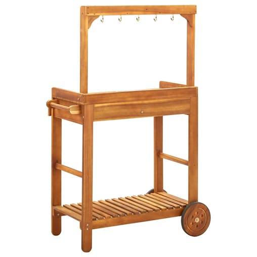 NNEVL Garden Kitchen Trolley Solid Wood Acacia 92x43.5x141.5 cm