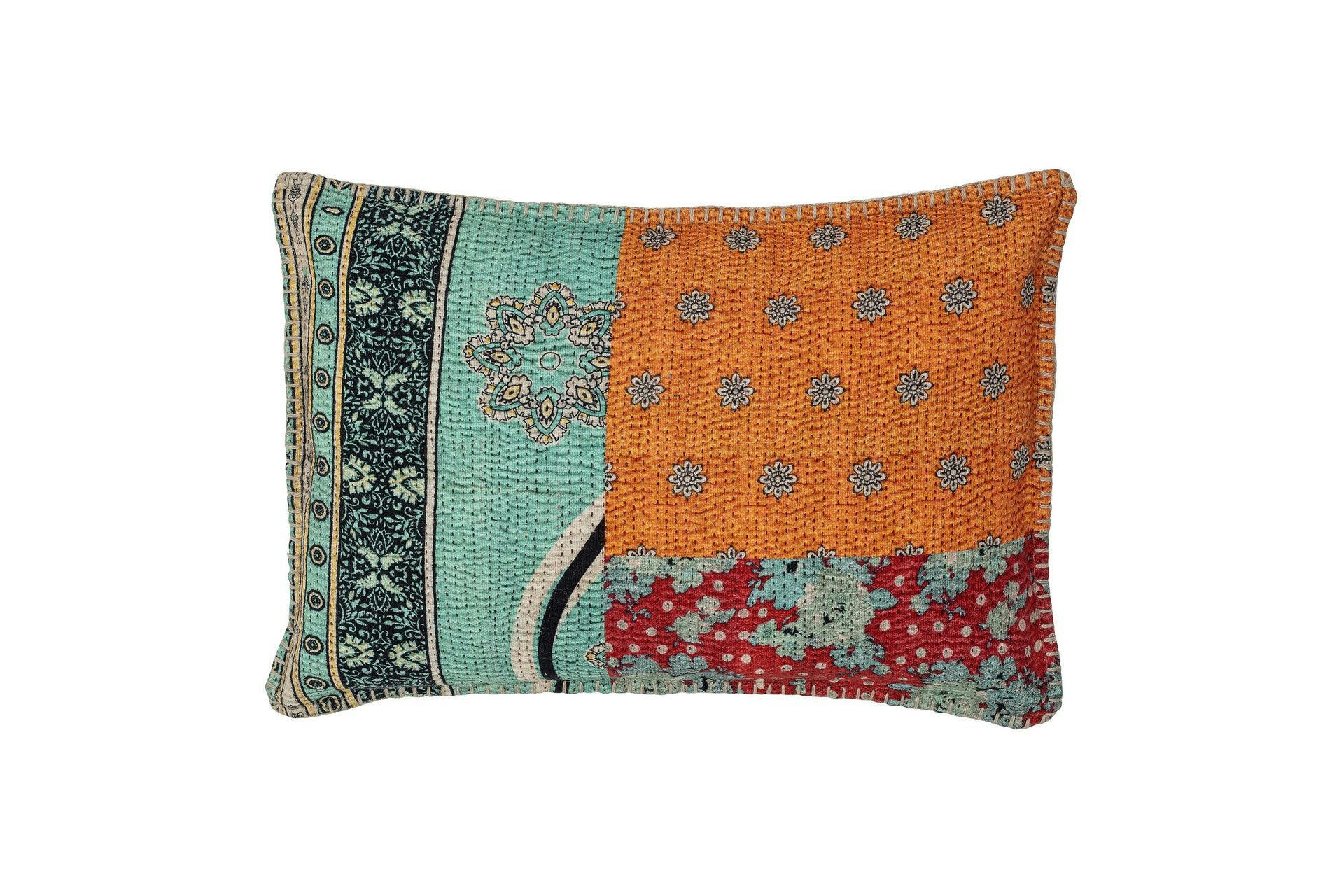 JASSER - Coussin en coton bleu 60x40cm
