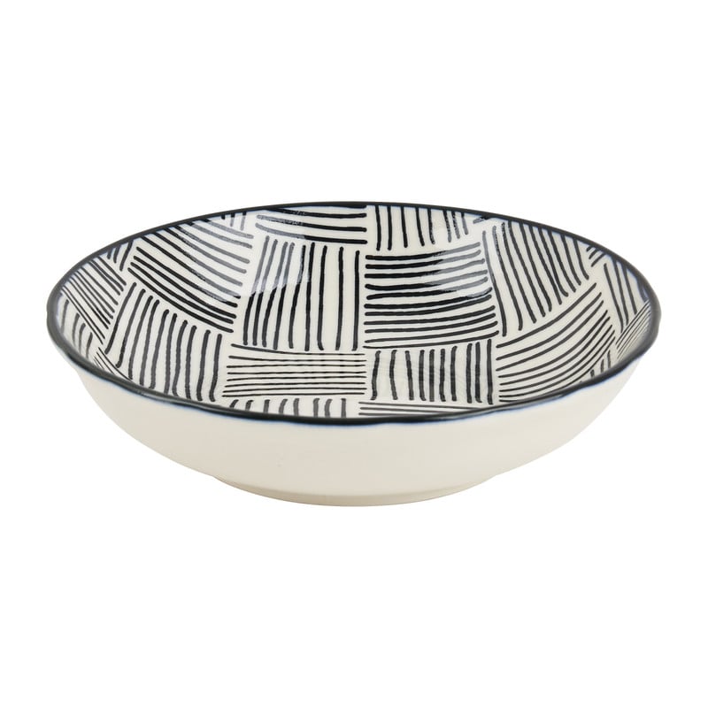 Tapas schaaltje Sevilla - zwarte streepjes - &Oslash;14x3.5 cm