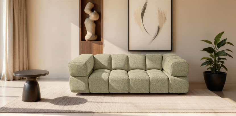 Sofa trzyosobowa, tkanina szenilowa Puente, Jasnożółty, Averro