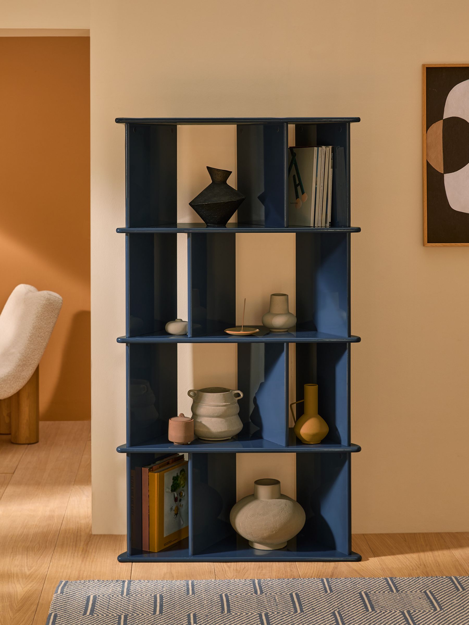 Ingrid Narrow Shelving Unit in Navy