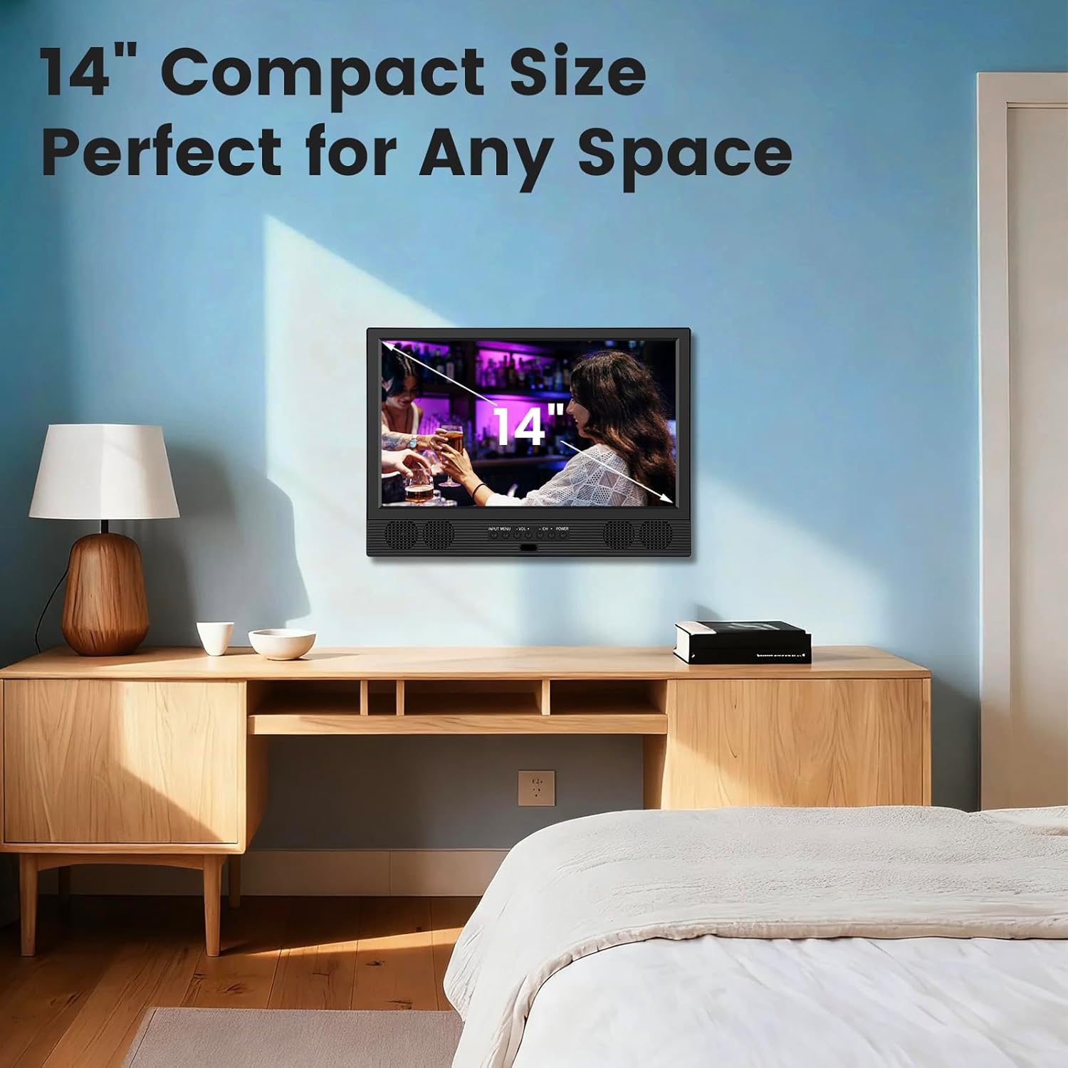 14 Inch Small Smart TV HD LED  Small Portable Smart TV with Built-in APP  Digital ATSC Tuner HDMI/USB/AV Inputs  Small Smart Television for Kitchen Bedroom RV Camper