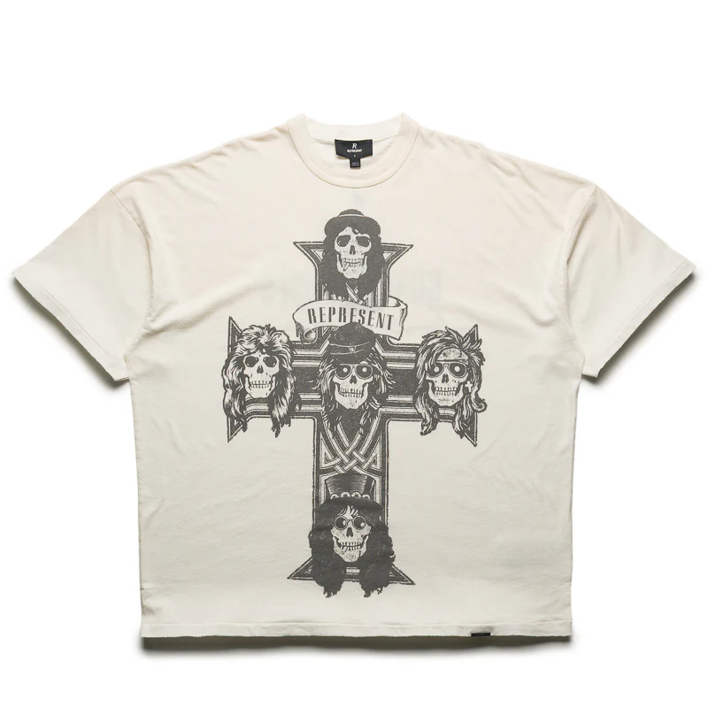 Guns N' Roses x Represent Cross Tee - Washed Ecru