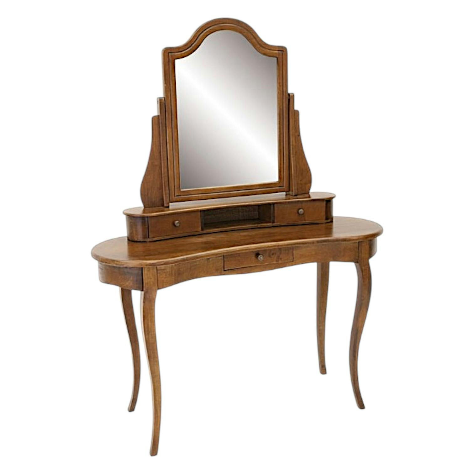 Coiffeuse miroir galbée hévéa 125x50x165cm TRADITION