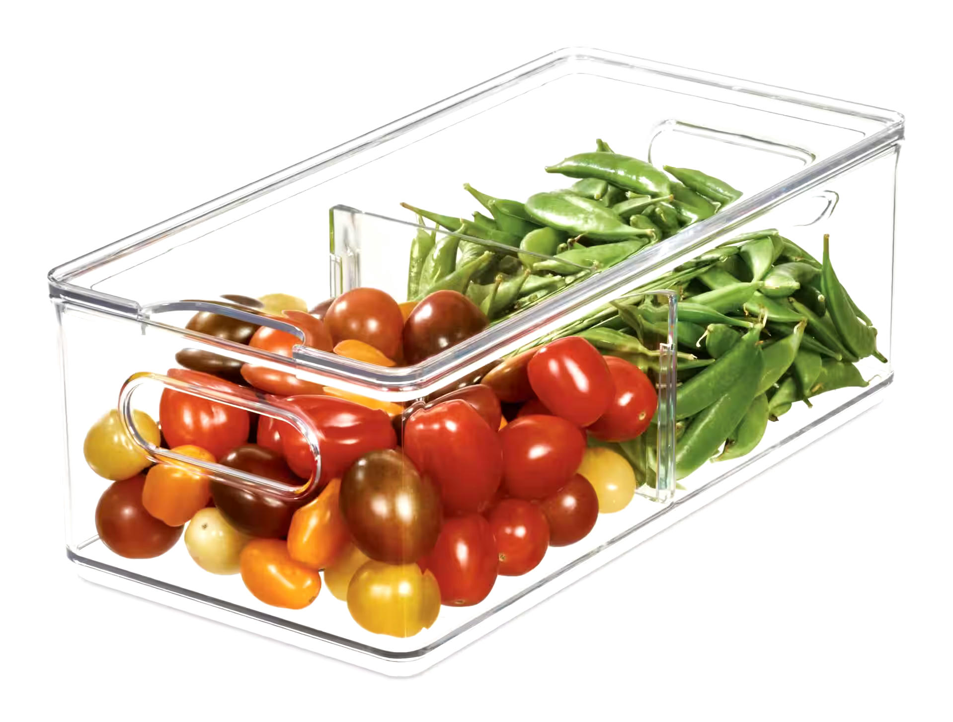 The Home Edit x iDESIGN Clear Plastic Large Divided Stacking Fridge Bin Storage Organizer with Lid