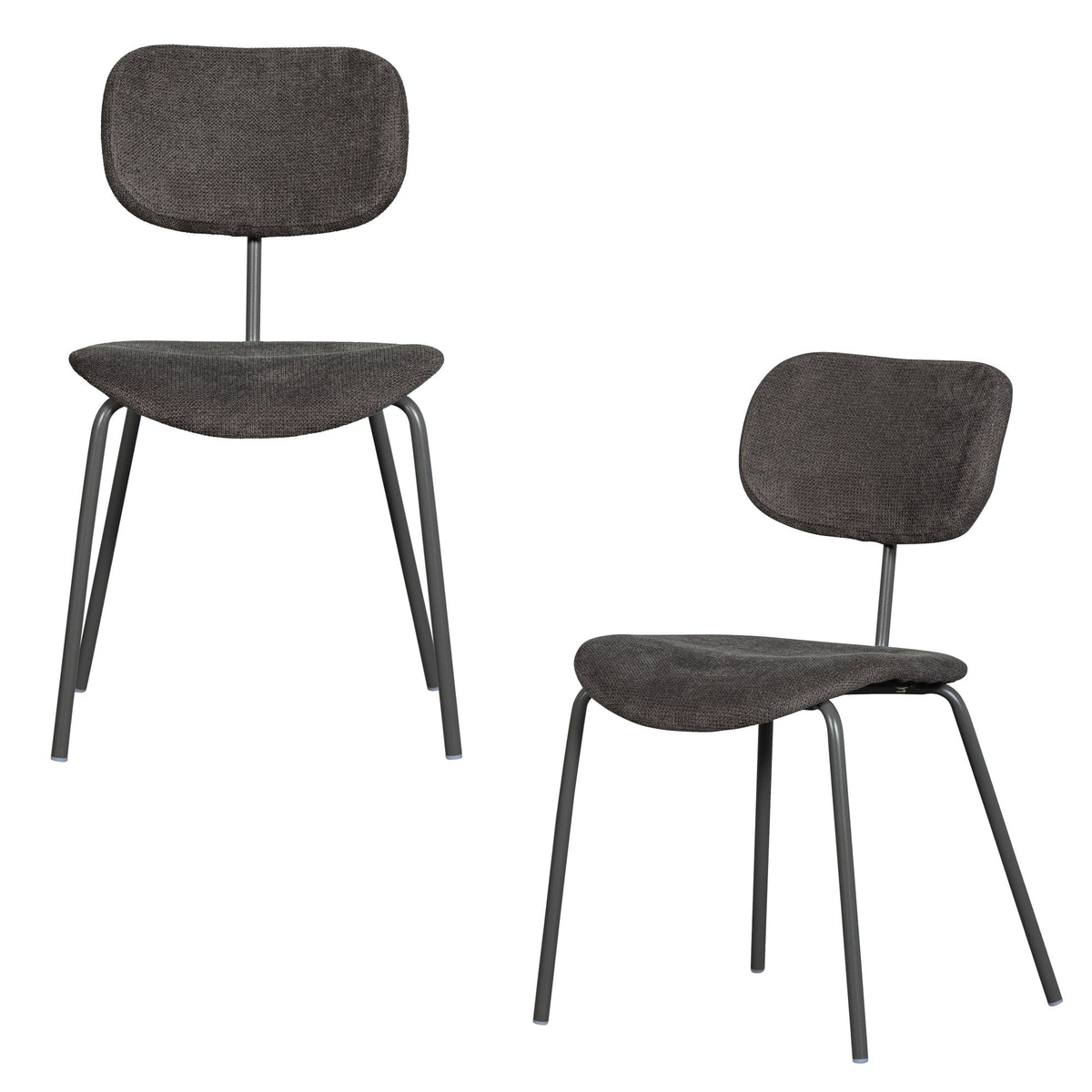 WOOOD eetkamerstoelen Link - Polyester - Bruin/Grijs - Set van 2