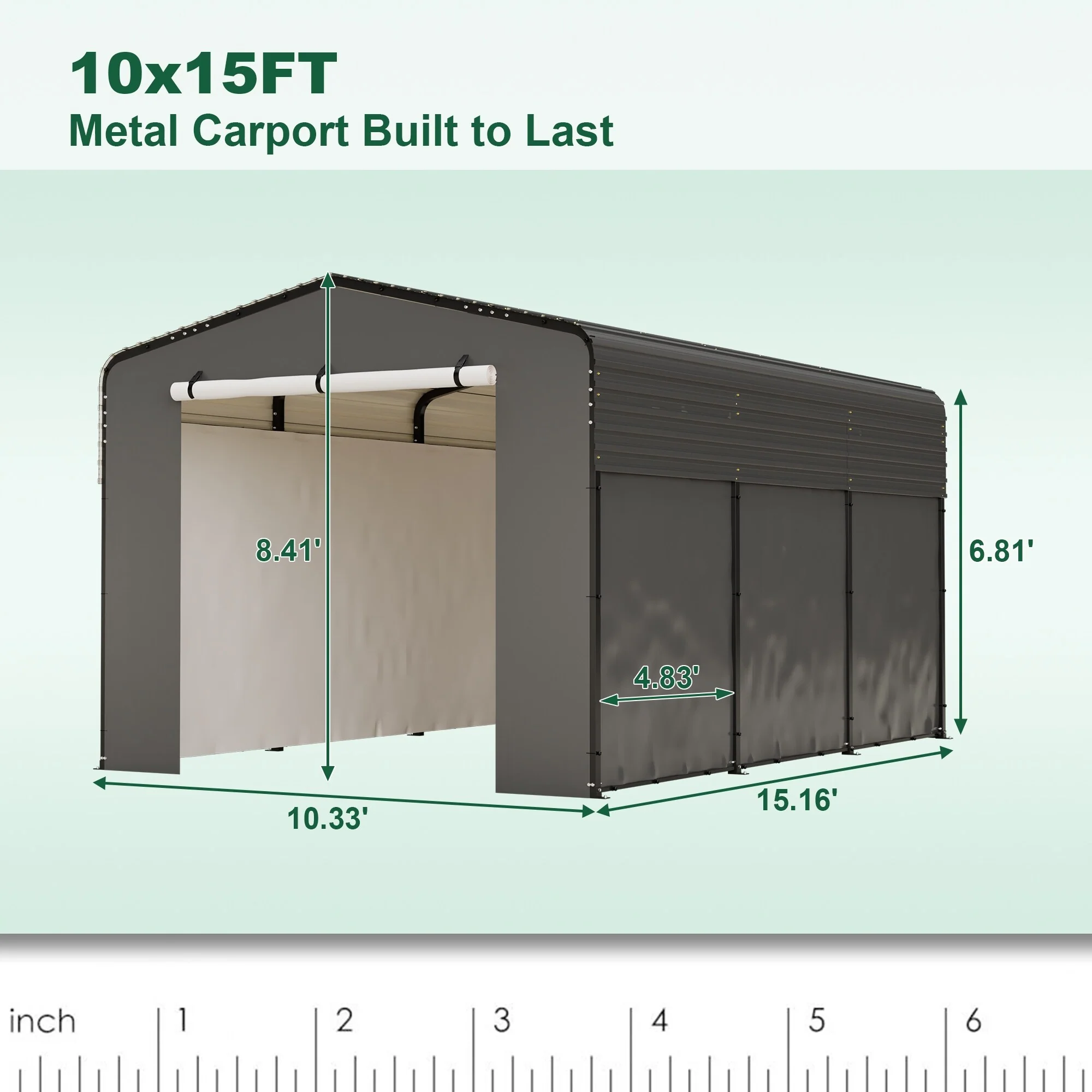 10x15 FT Metal Carport Carports with Waterproof Cloth, Heavy Duty Galvanized Steel Roof, Outdoor Car Shelter