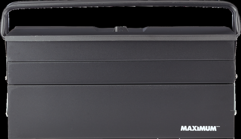MAXIMUM Portable Steel Tool Box w/ 5 Cantilever Trays, Black, 21-in