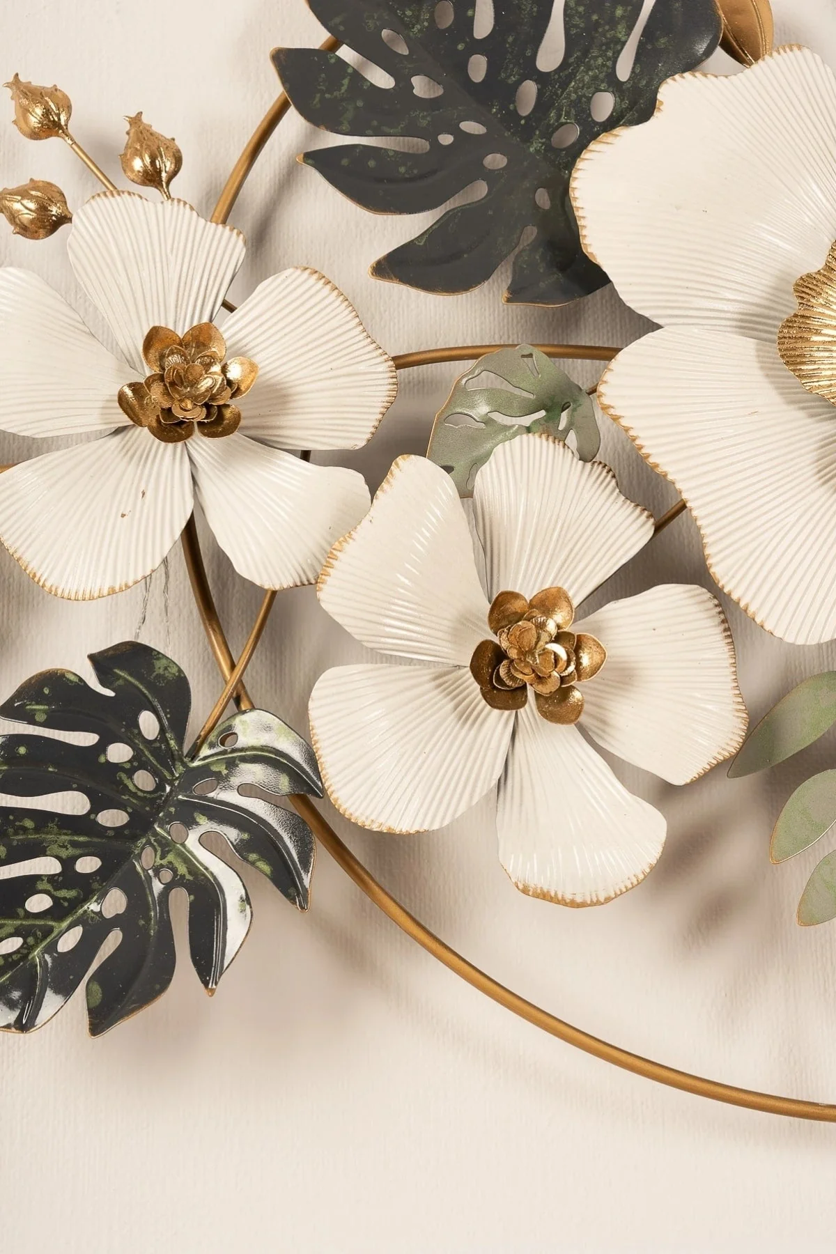 Gold & Green Floral Metal Wall Art