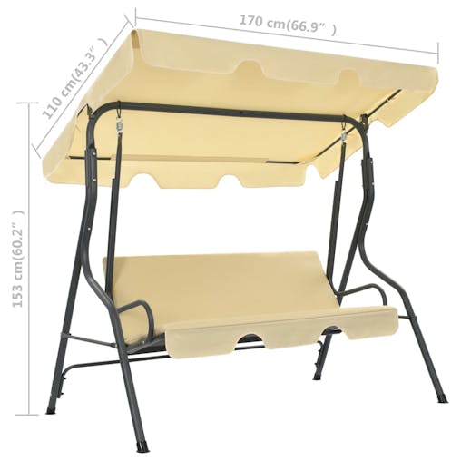 NNEVL Garden Swing Bench Cream White 170x110x153 cm