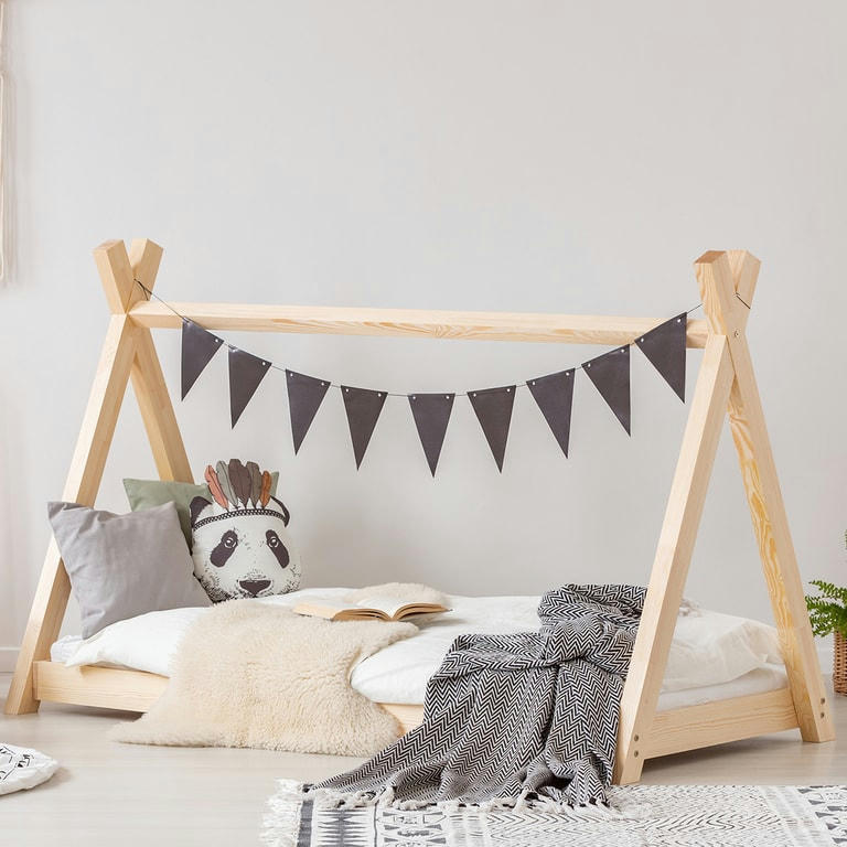 TESSA - Lit cabane 90x200 sommier inclus naturel