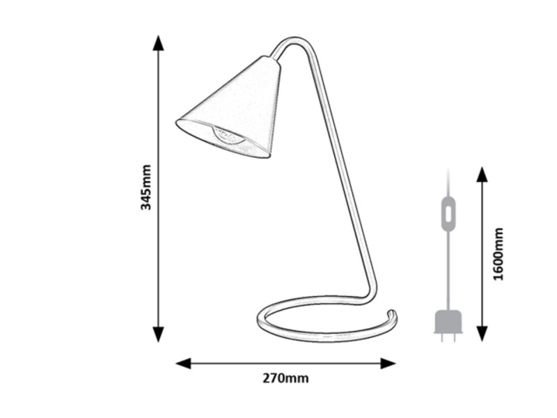 Lampka biurkowa minimalistyczna czarna Monty 1xE14x40W wys:34,5cm Rabalux