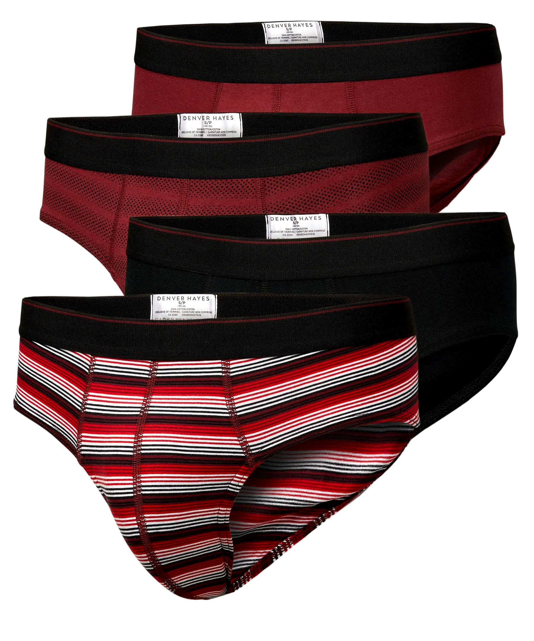 Denver Hayes Men's 4 Pack Yarn Dye Sport Briefs