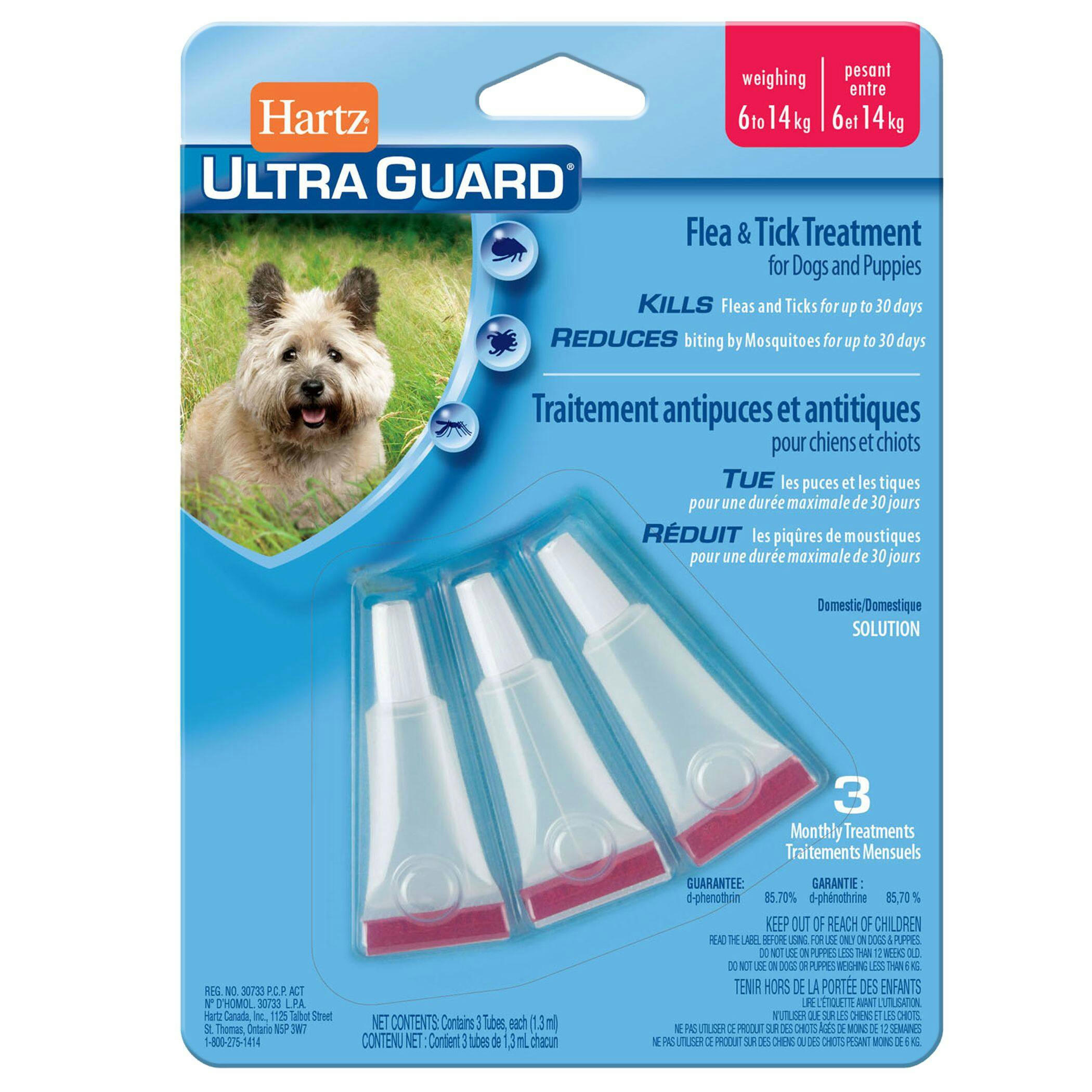 Hartz Ultra Guard Topical Flea and Tick Treatment For Dogs and Puppies, Assorted Sizes, 3-pk