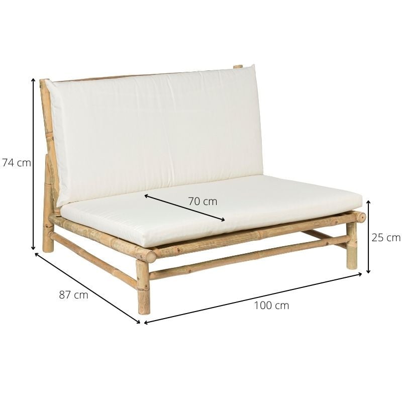 Tuinbank - bamboe - naturel/wit - 100x87x74 cm