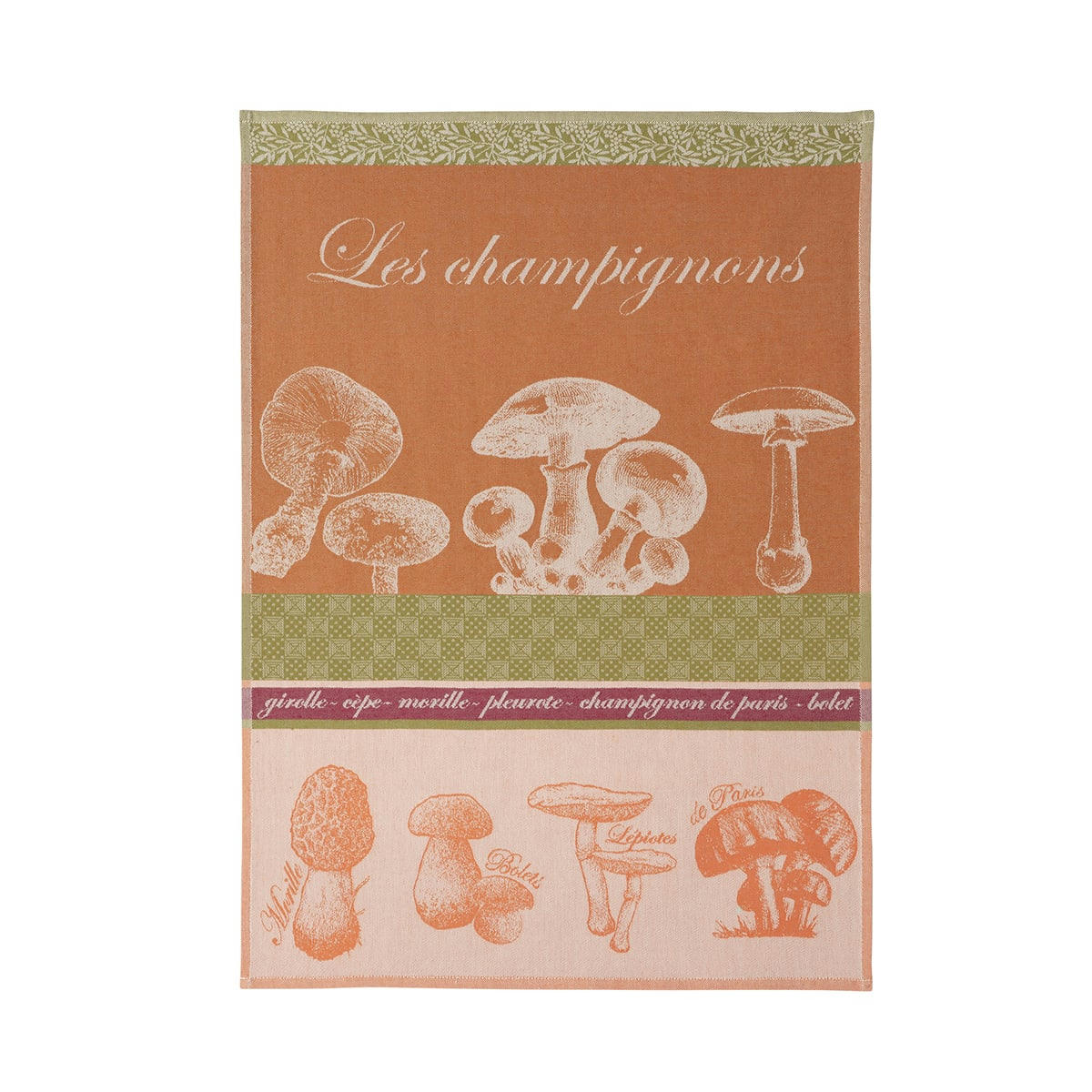 CHAMPIGNONS - Torchon en jacquard de coton orange 50x75