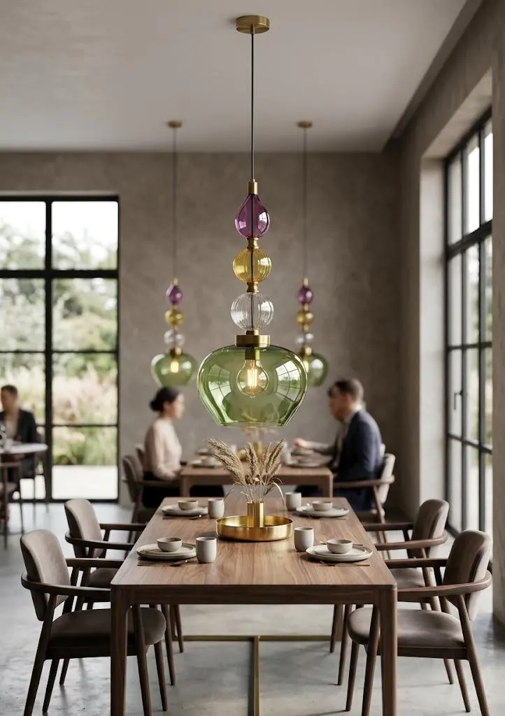 Blown Glass Pendant Light - Hanging Lamp - Kitchen Island - Light Fixtures - Art Deco Lighting