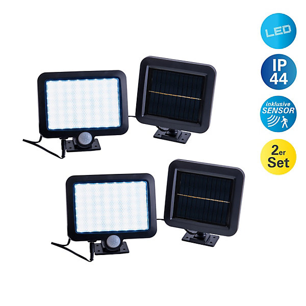 2 appliques murales solaires LED PEPE plastique noir LED integree pour exterieur