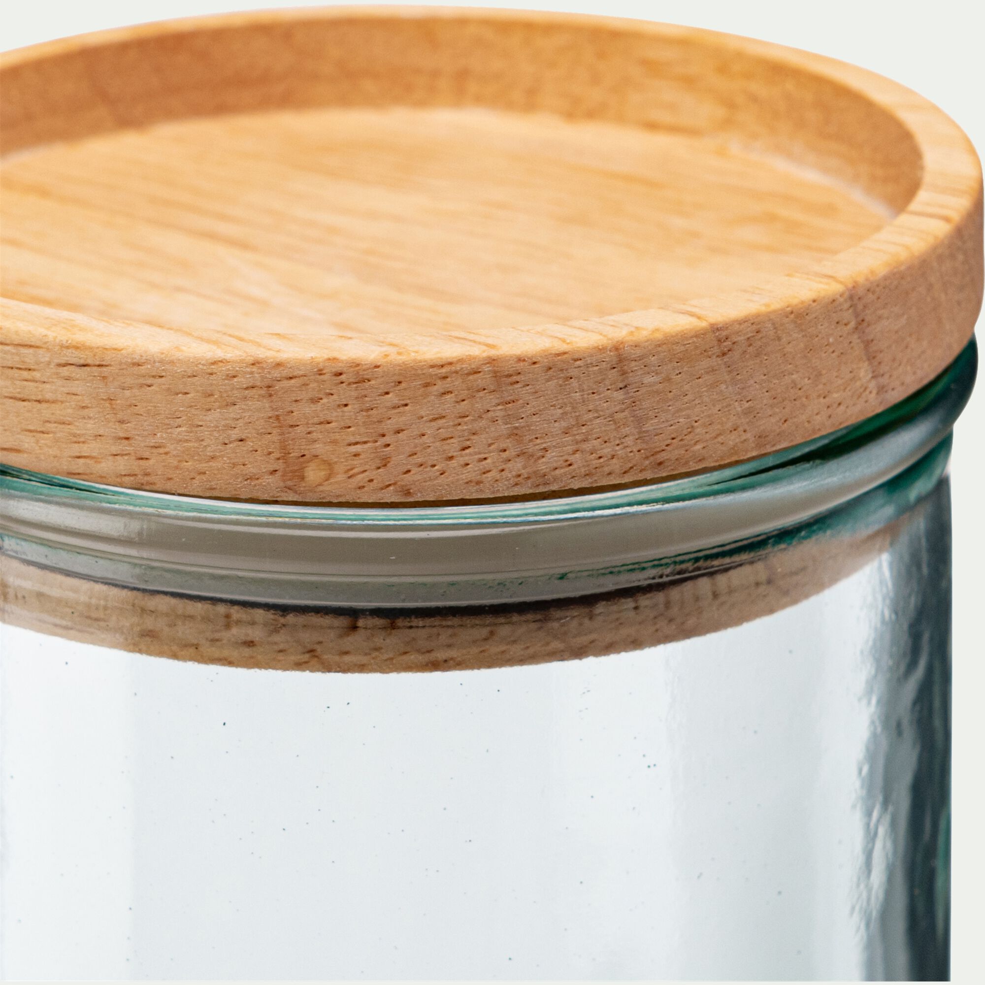 AQUA - Bocal en verre recyclé avec couvercle en bois 82cl - transparent