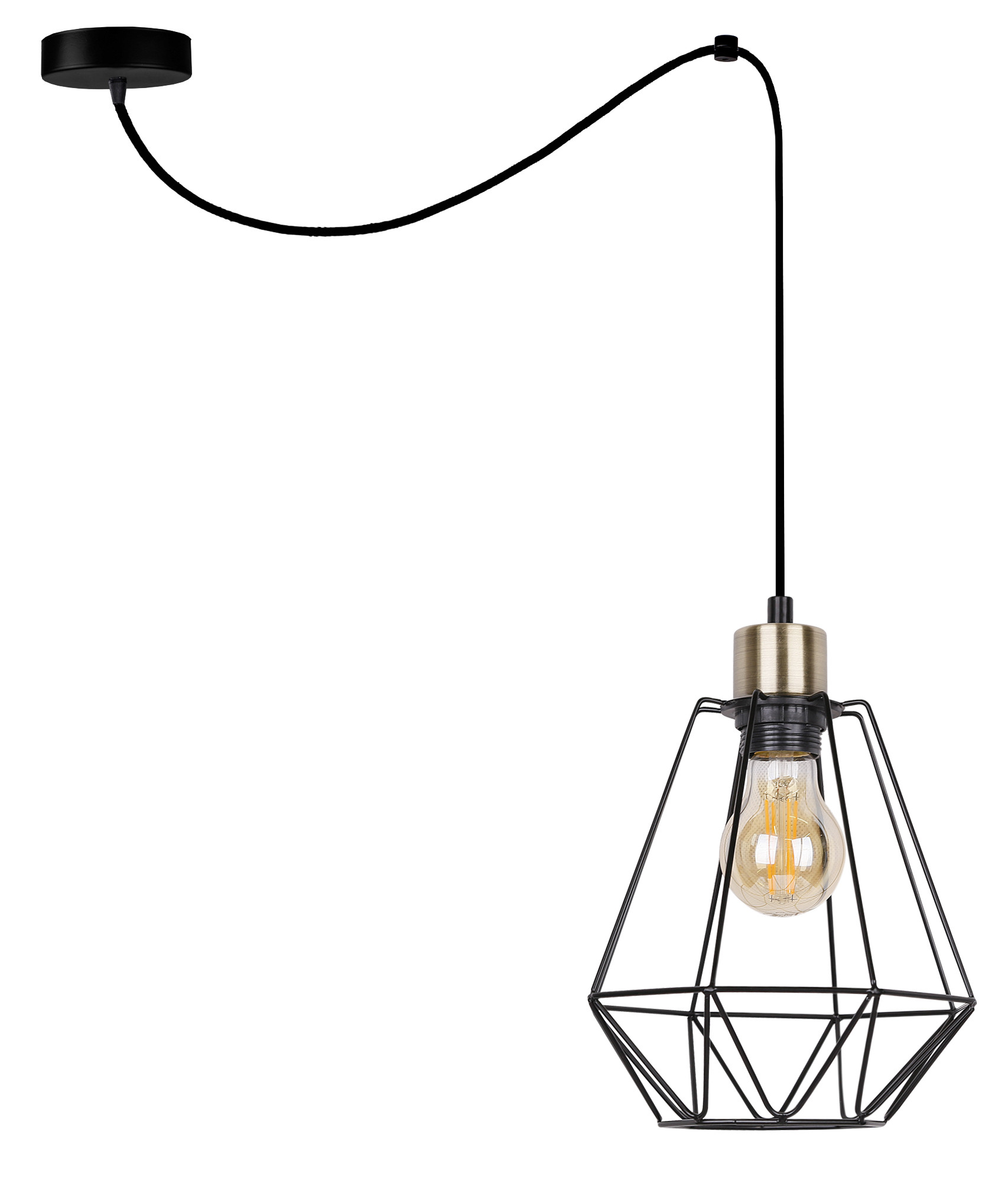 Lampa wisząca czarno-złota PRIMO 1xE27x60W wym: 200x19x19 cm Candellux