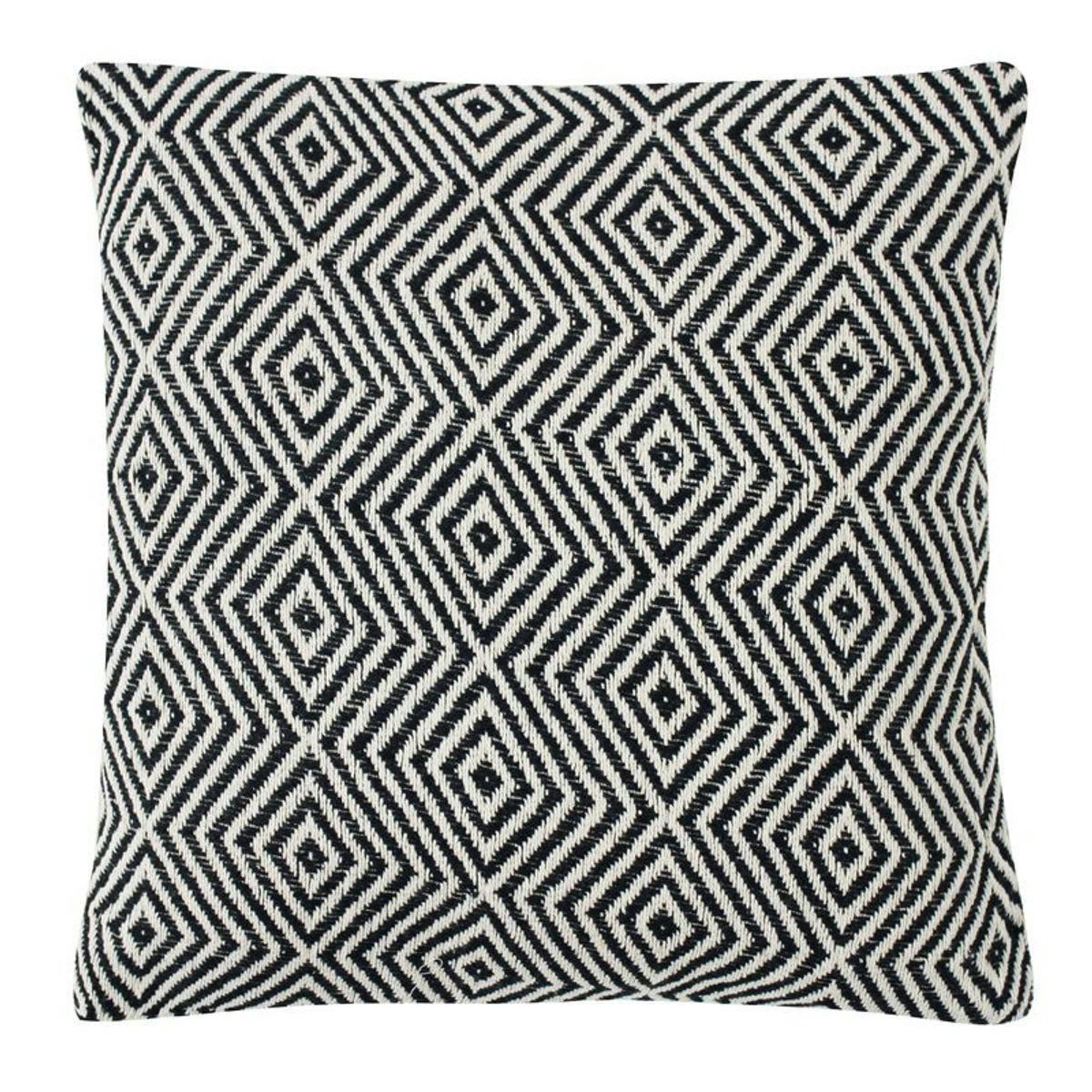 ESCAPADE - Coussin ethnique motif ikat naturel et noir 70x70
