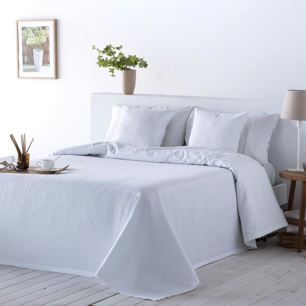 CO BRENTAC - Couvre-lit jacquard 180x270 cm blanc