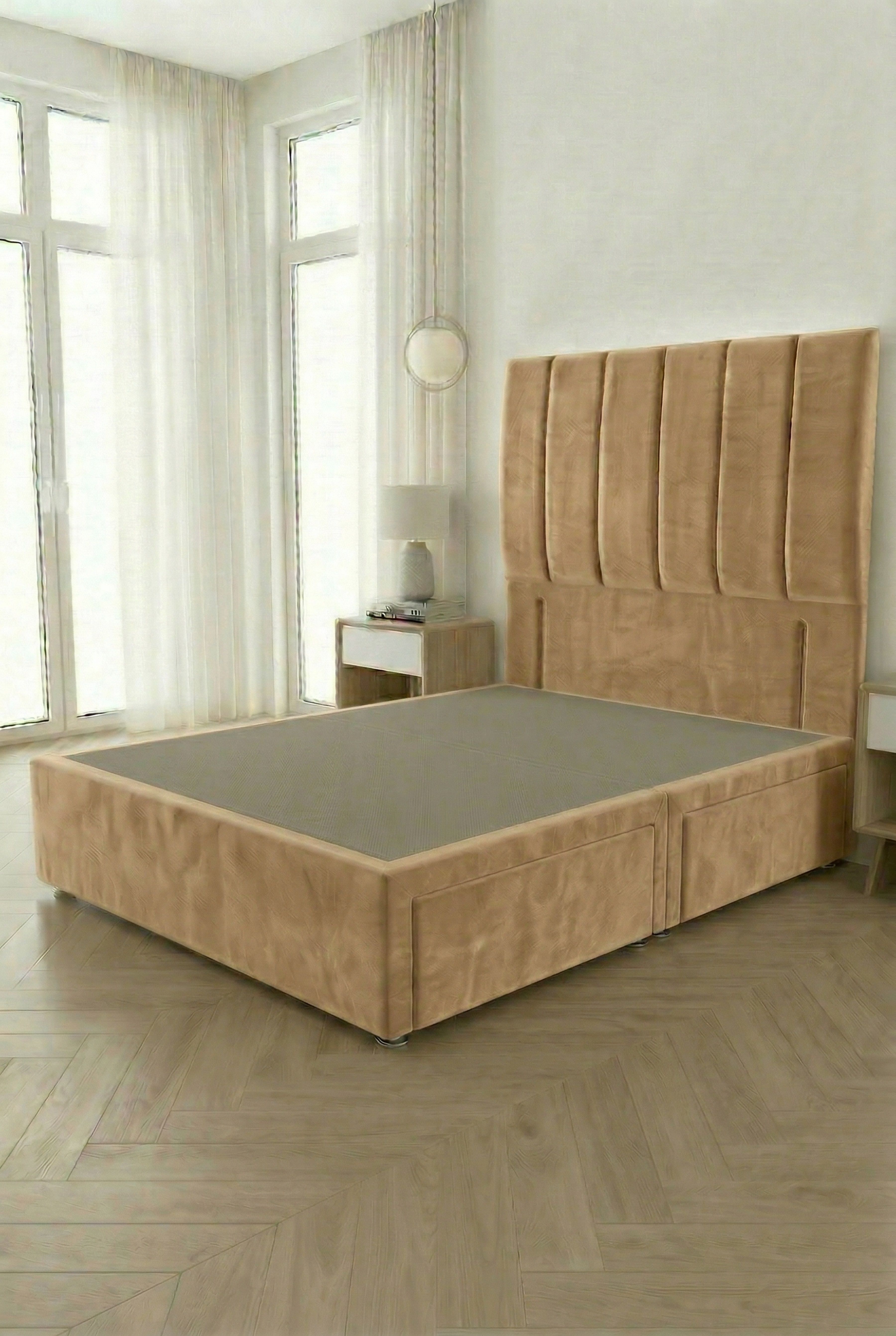 Somnior Austin 2 Drawer Divan Bed Base and 54" Floor Standing Headboard Velvet