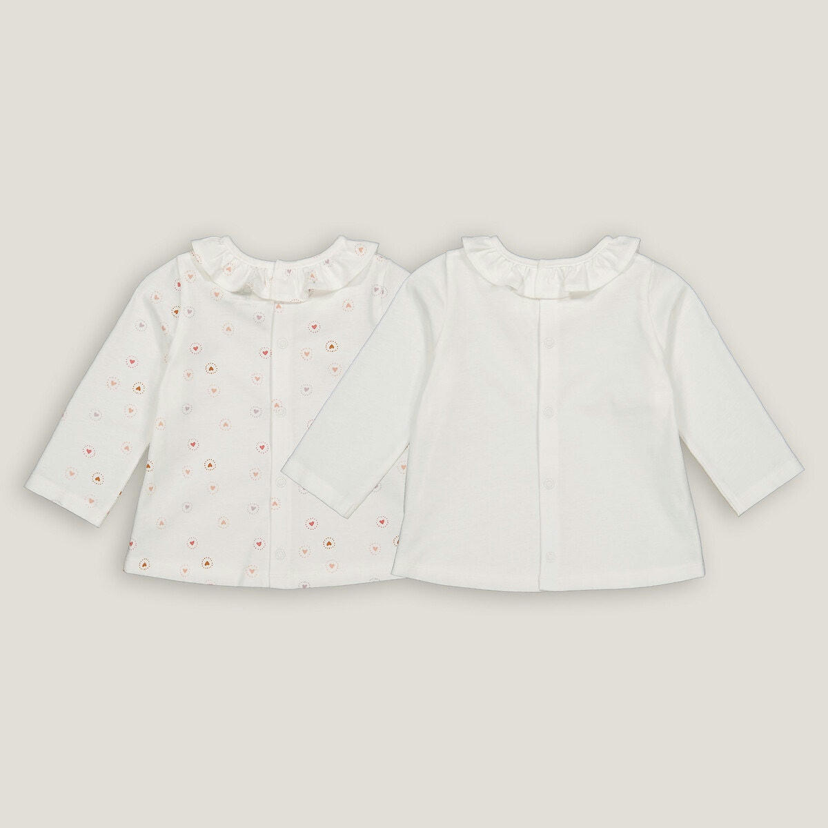 Lot de 2 T-shirts manches longues, motif coeurs