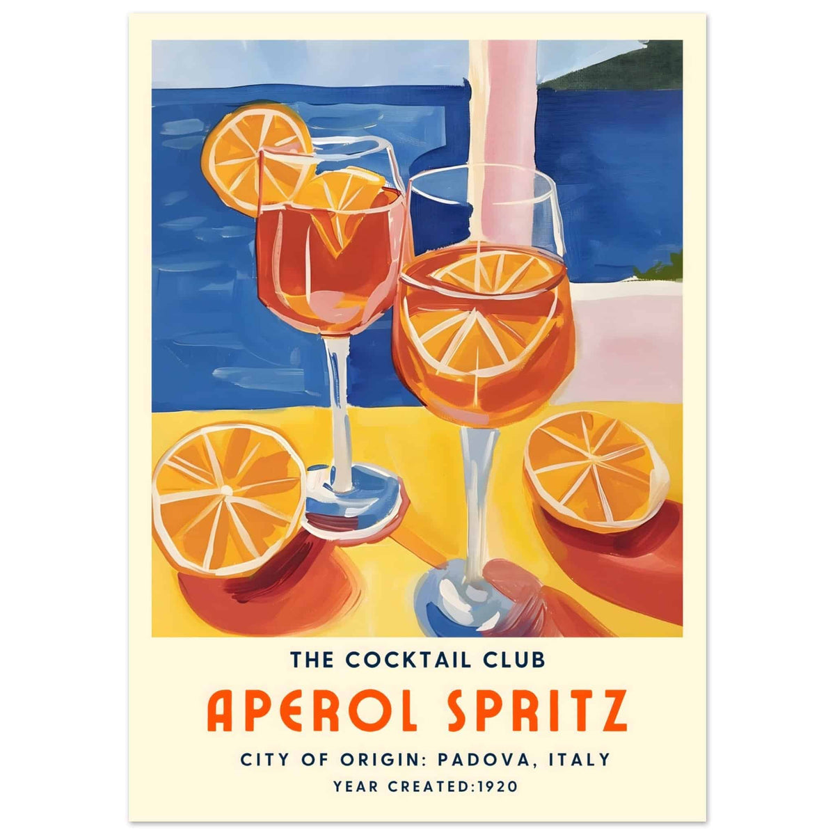 Artfulprints Poster Aperol Spritz - The cocktail club I  - 50x70 cm - Meerkleurig