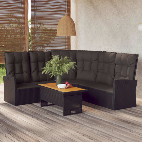 Sofa narożna Czarny Technorattan vidaXL