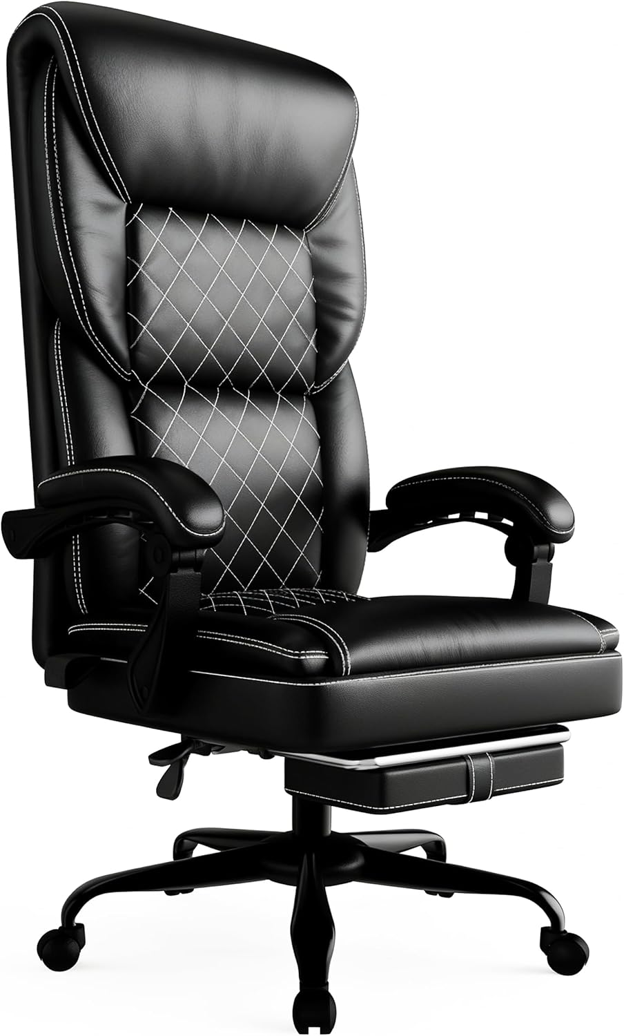 Gaming Chair, Office Chair with Inflatable Lumbar Support, Ergonomic Comfortable Wide Computer Chair with Footrest and Linked Soft Armrests, High Back 3D Enveloping Seat Cushion