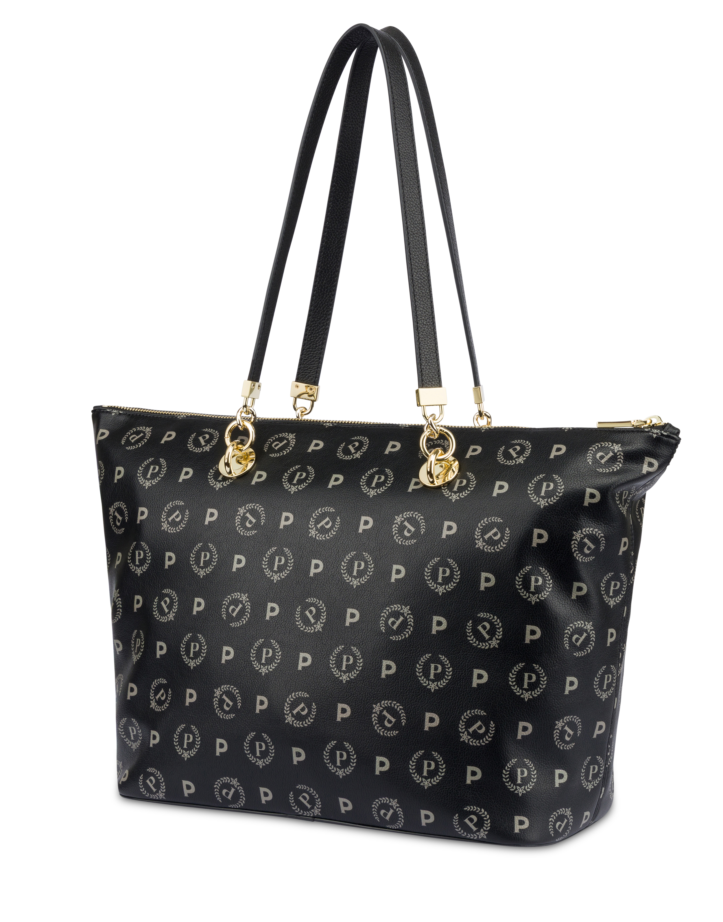 Shopping Bag In Heritage Logo Nero/nero