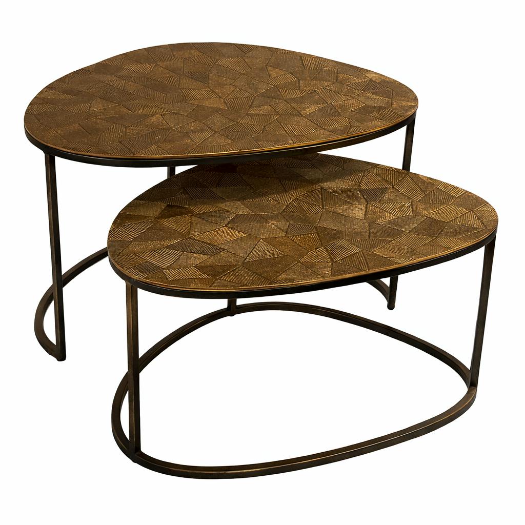 Table basse gigogne design galet organique (lot de 2) KANO