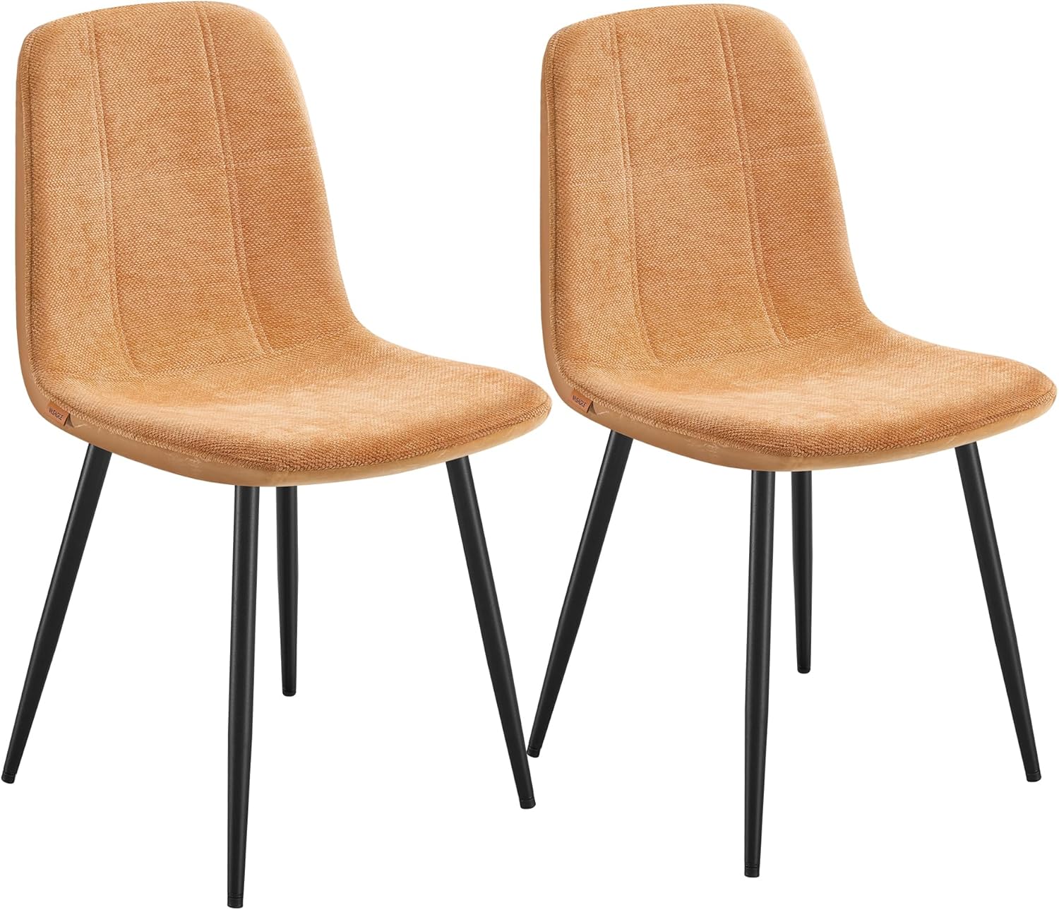 VASAGLE Dining Chairs, Set of 2 Dining Room Chairs, Metal Frame, Adjustable Feet, Easy to Clean, Glacier-Textured Synthetic Leather, for Kitchen, Caramel Brown UKDC187K01