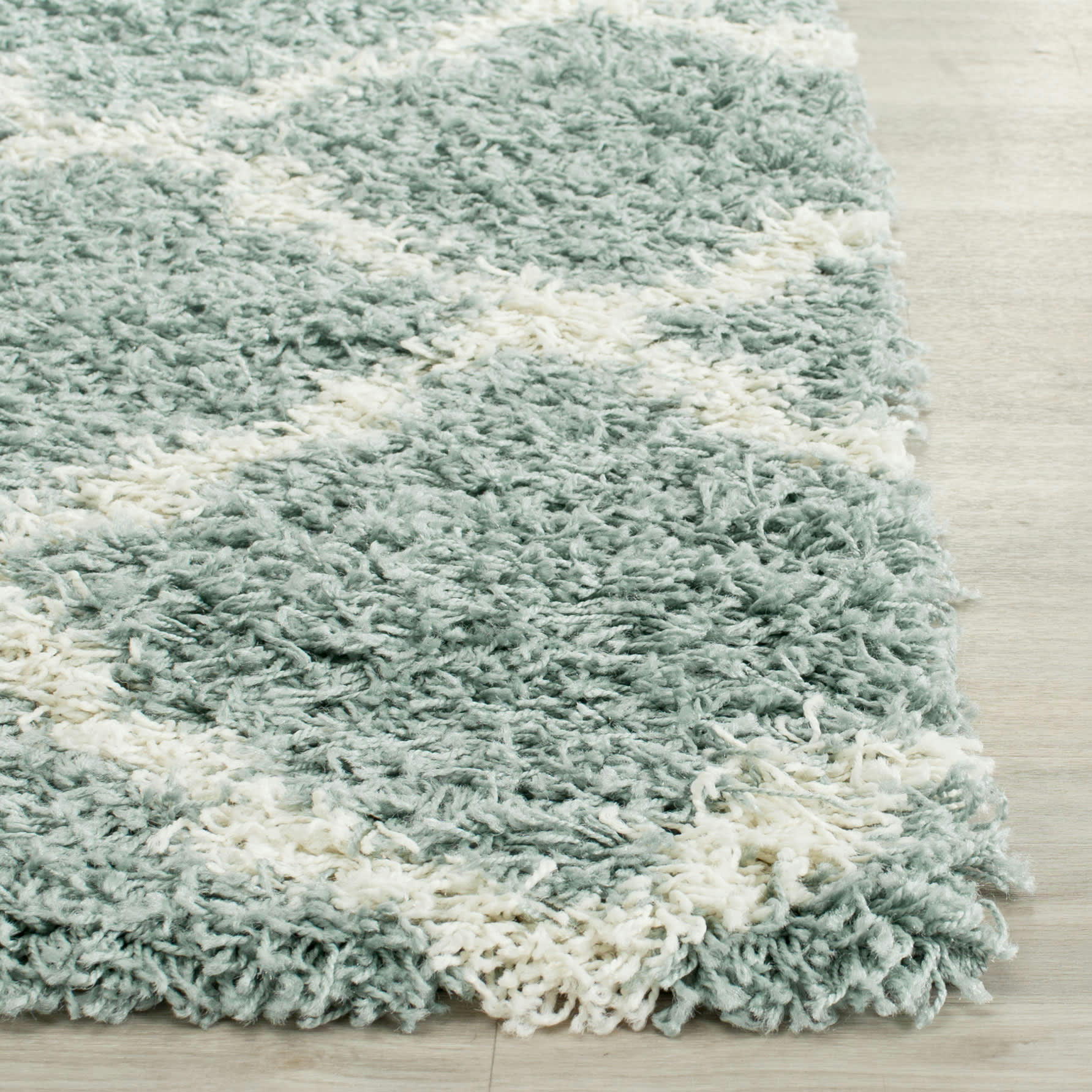 DALLAS SHAG - Tapis de salon interieur en bleu clair & ivoire, 122 x 183 cm