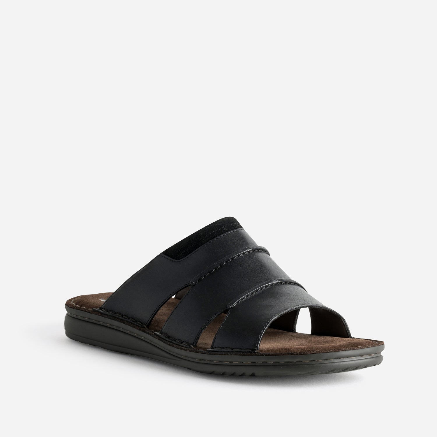 Mule noire cuir semelle cuir velours marron