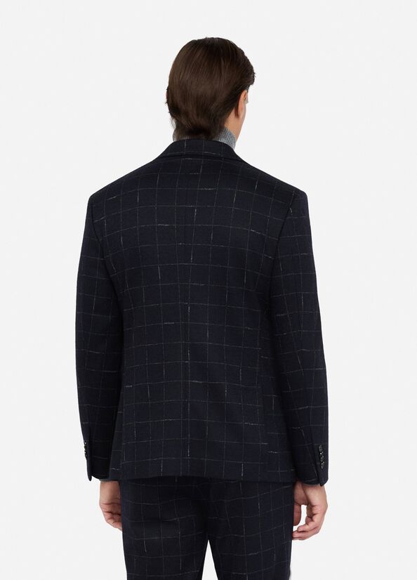 Blazer check in lana e cotone