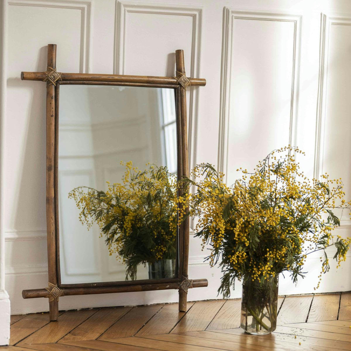 - Miroir en rotin rectangulaire 59x79 cm