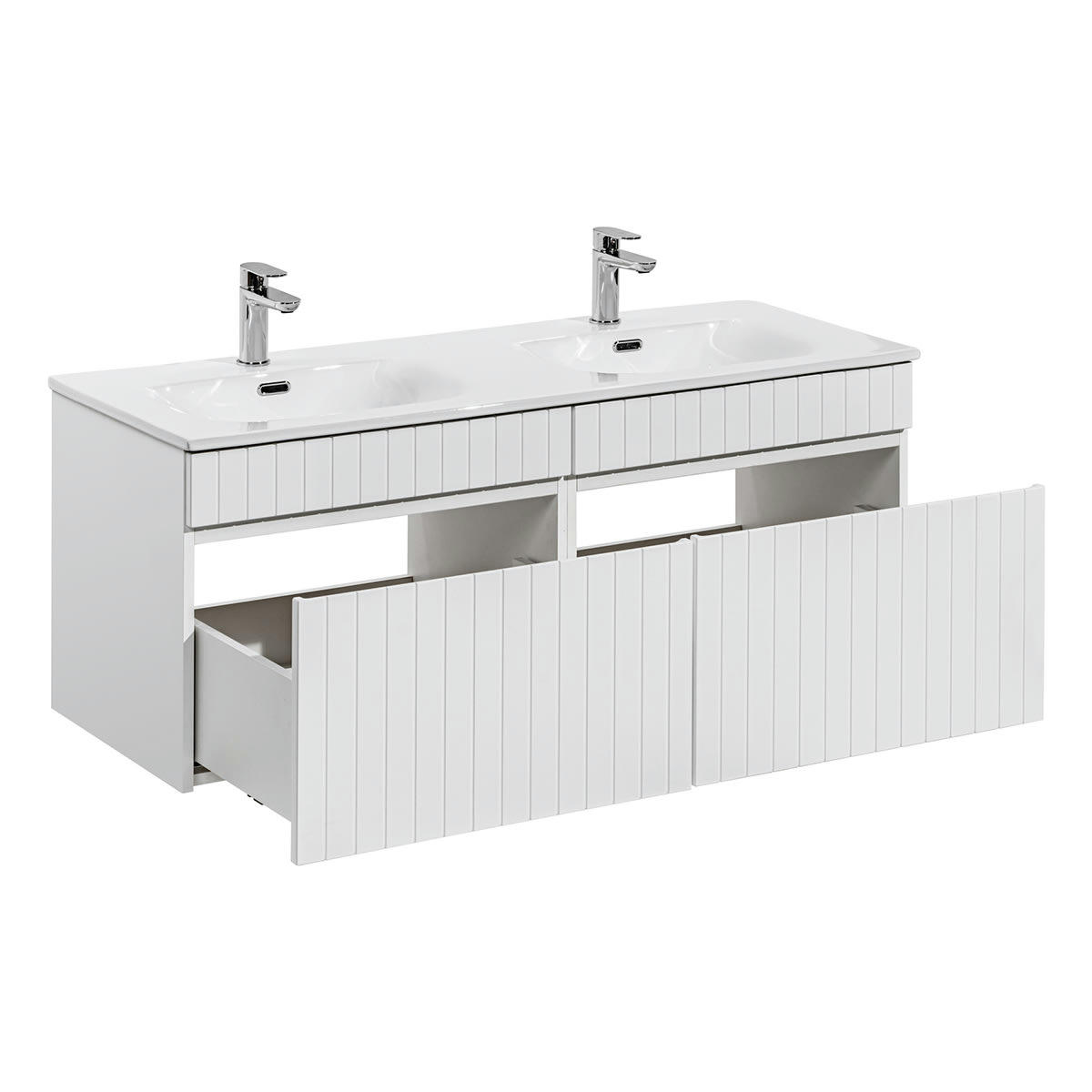 - Meuble double vasque encastrée 120cm blanc
