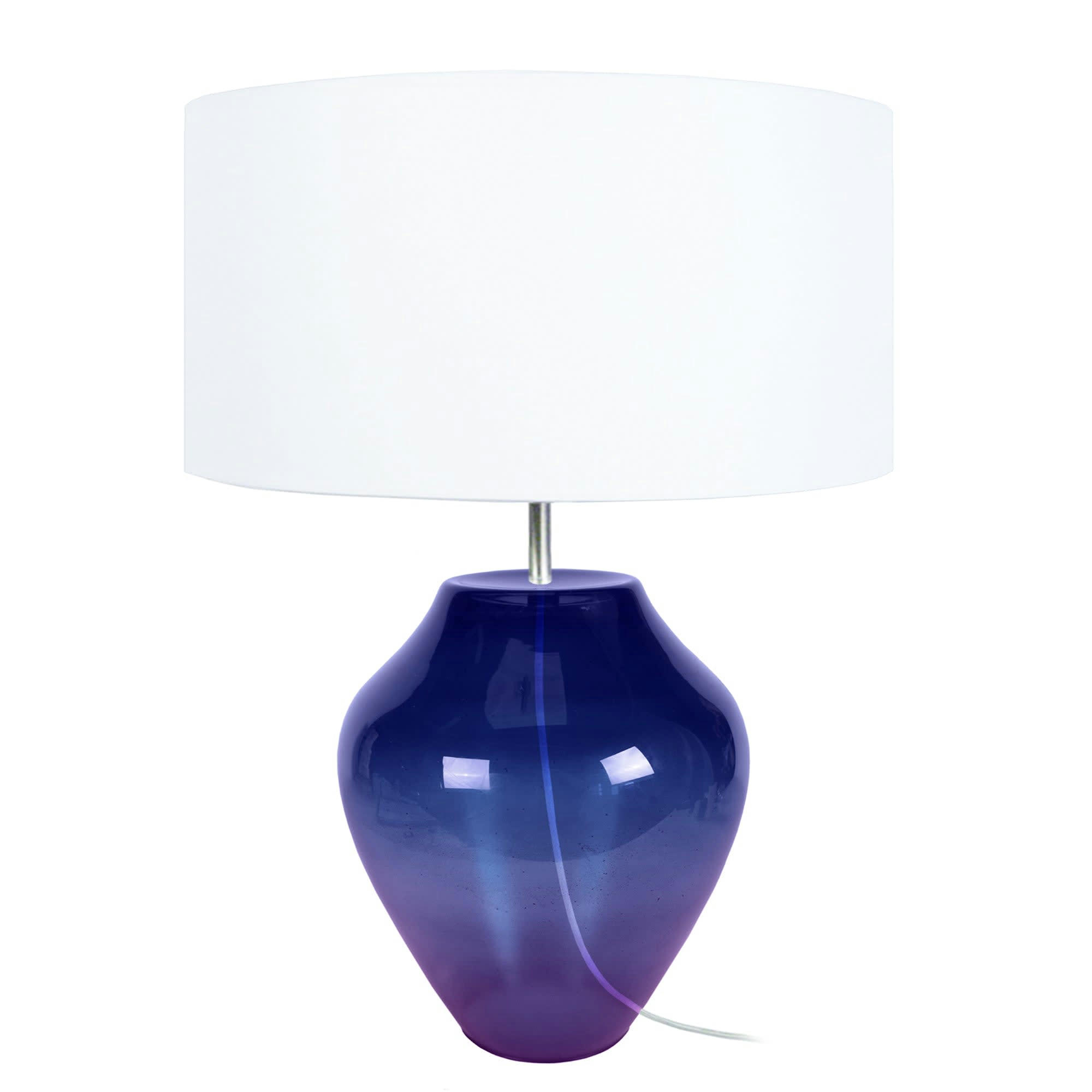 VASE - Lampe a poser verre violet et blanc