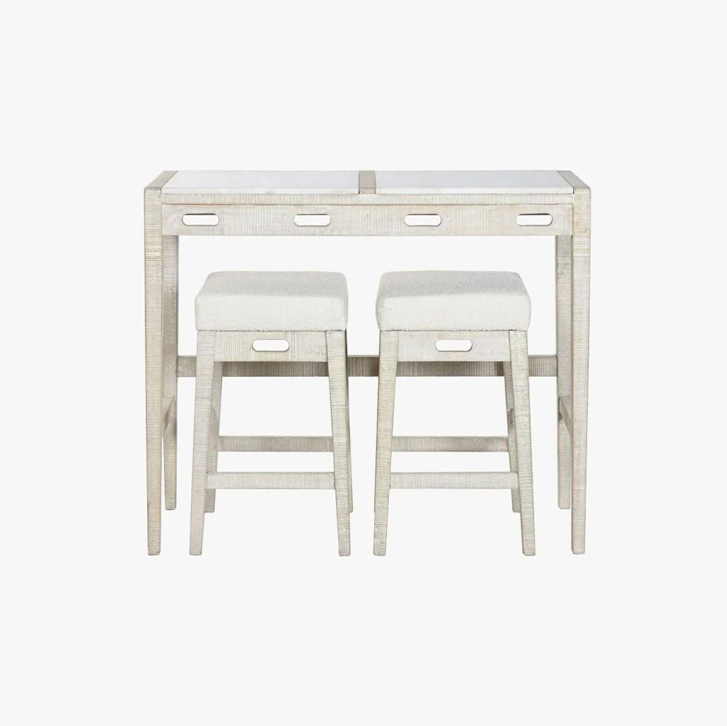 Mesa Alta Madeira e Mármore com bancos ENLACE