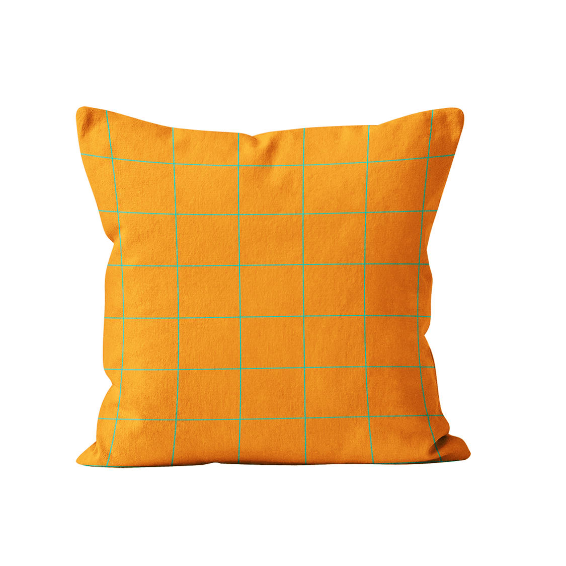 - Coussin cadrillage velours Orange vert 40x40cm