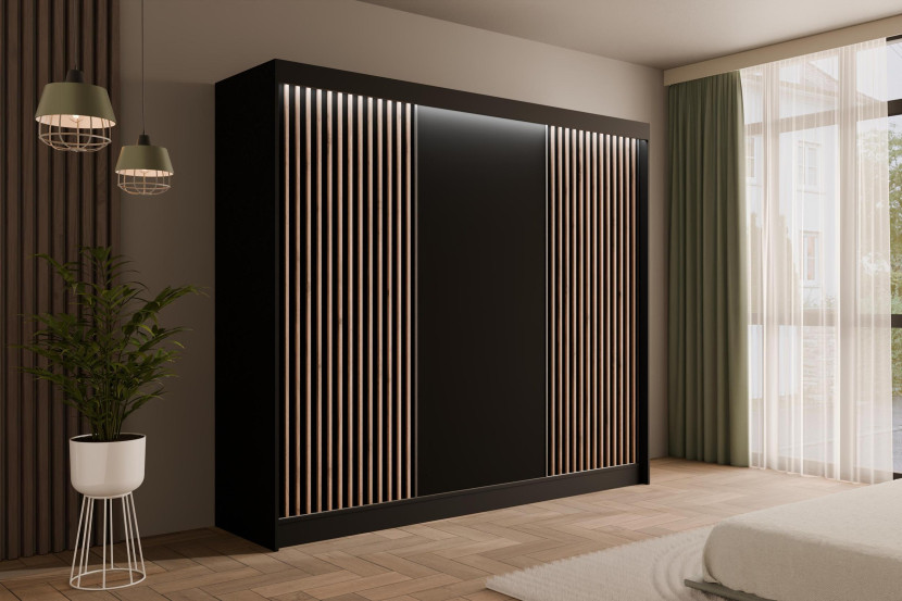 Szafa LED z drzwiami przesuwnymi i lamelami VILANv2 250 x 215 cm