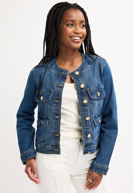 Womens Blue Utility Denim Jacket