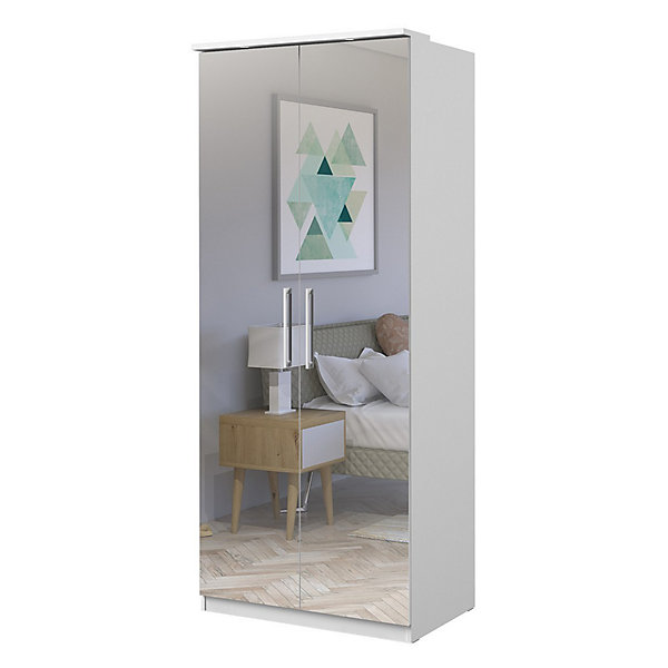 Dressing complet collection MODULO coloris blanc avec LED, joues de finitions et packs étagères inclus.